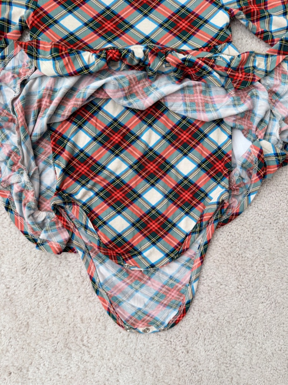 Posh Peanut Christmas Plaid Long Sleeve Bodysuit Dress - Picture 6 of 9